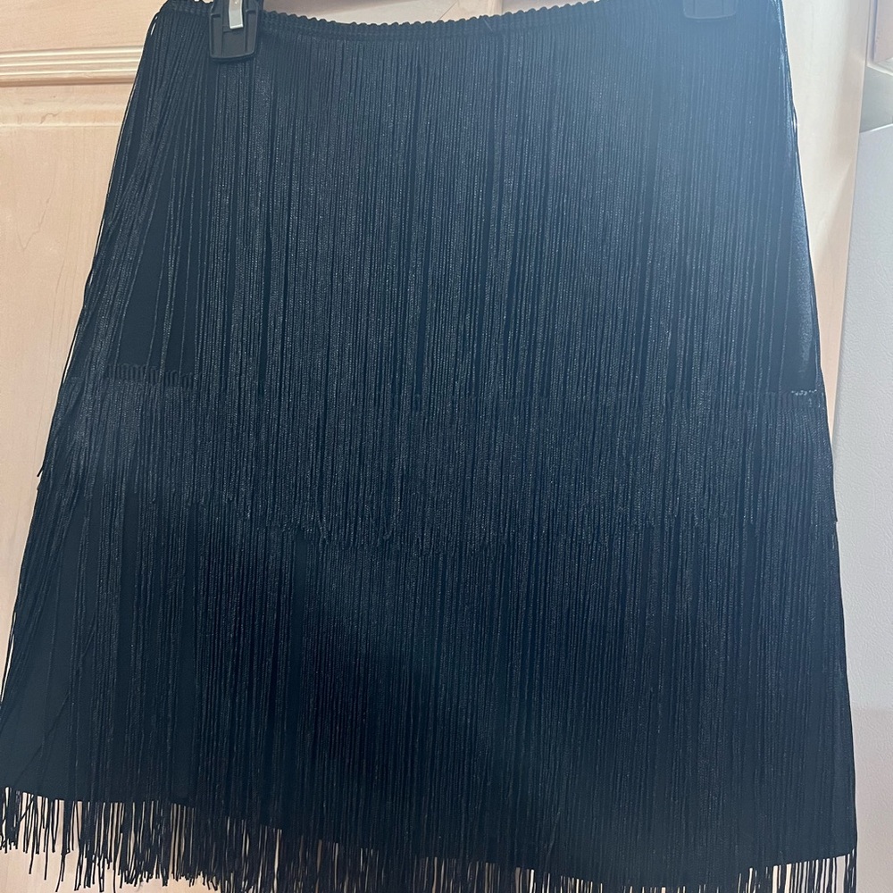 Elegant Black Fringe Skirt
